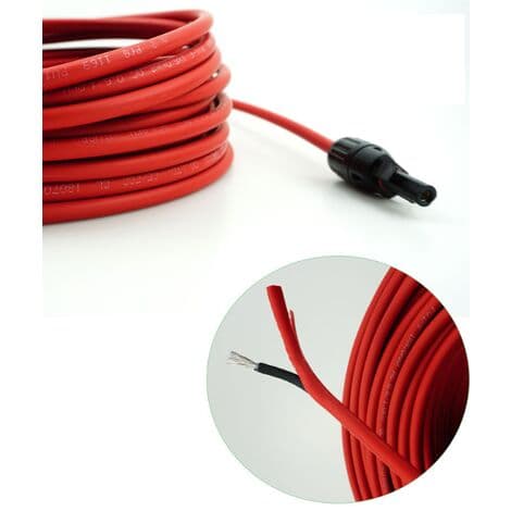 Solcelleforlængerkabel med stik, 10AWG, 1m