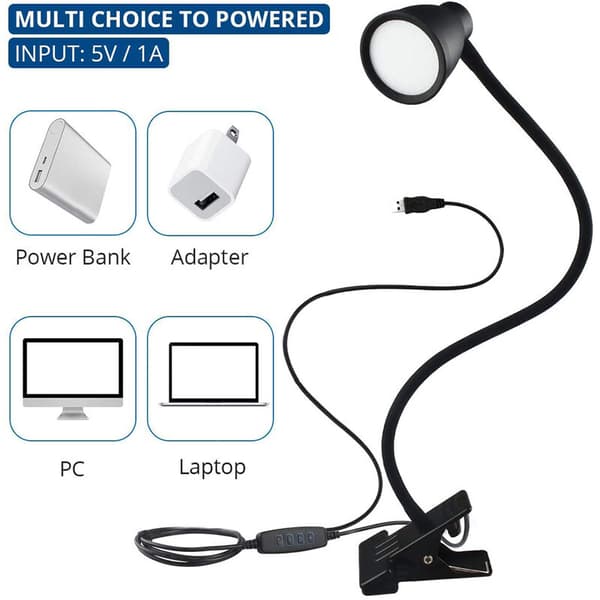 Medium 2 stk stue soverom øyebeskyttelse led klipslampe usb klips bordlampe lesing og læring fyll lys led