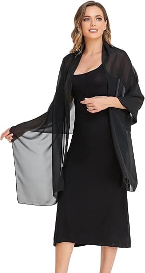 Sort Sjal og tørklæde Aften Elegant Chiffon Blød Silke Tørklæde