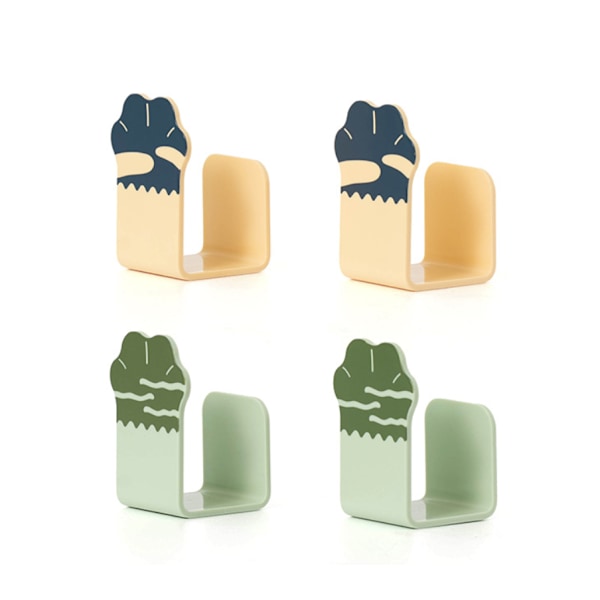 2 stycken kastrulllockshållare Söt kattpåtdesign Självhäftande väggkrokar Pannlock Skärbräda Förvaringshållare (Grön)