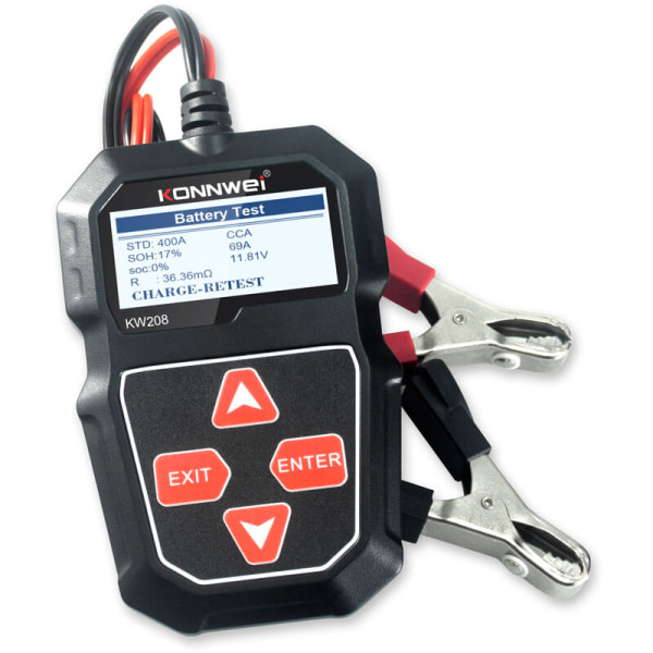 KW208 12V bilbatteritester, 100-2000 CCA belastningstester Automotive Alternator Tester Digital Auto Battery Analyzer Chargi