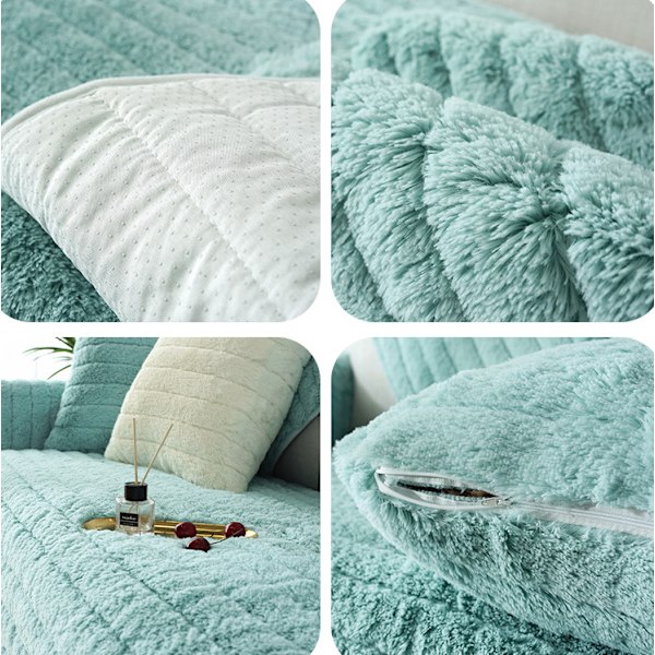 Modern Enkel Plysch Soffa Kudde, Universal All-inclusive Varm Tjock Soffaöverdrag, Tatami Fönsterkudde (Sjöblå, 70*70)