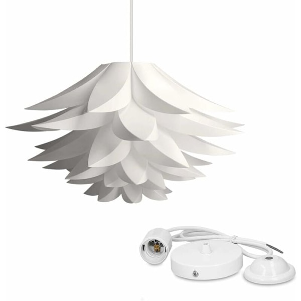 Pussel Hängande Lampskärm Lotusblomma DIY Taklampa Vit Pussel Chandelier Skärm 45Cm Vardagsrum Café Vila