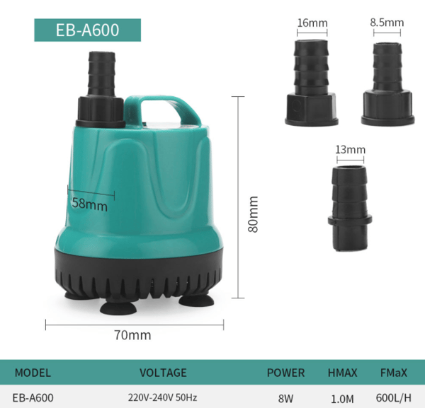 Nedsänkbar pump, bottenfilter tyst pump, rent vattenbytespump (EB-A600 8w, nationell standardmodell)