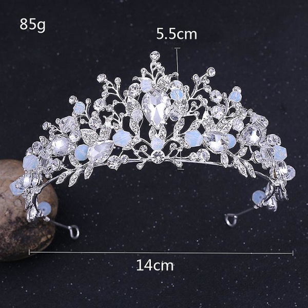 Bröllop krona blomma strass kristall halsband och örhängen smycken set för brud 1