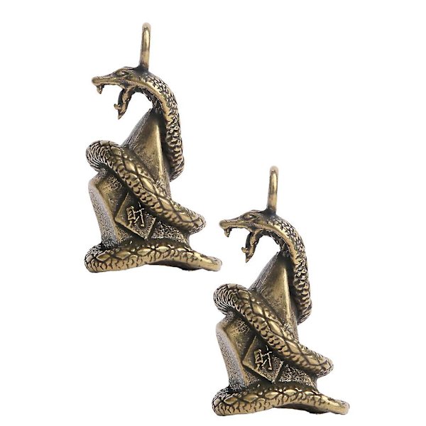 2 st Brass Retro Ingot Snake Nyckelring Berlock Gammal Behandling Nyckelring Berlock