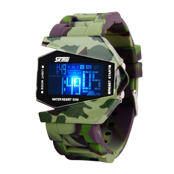 Led Militär Cool Vattentät Ljusstark Grafisk Design Pojkar Och Flickor Digital Klocka
