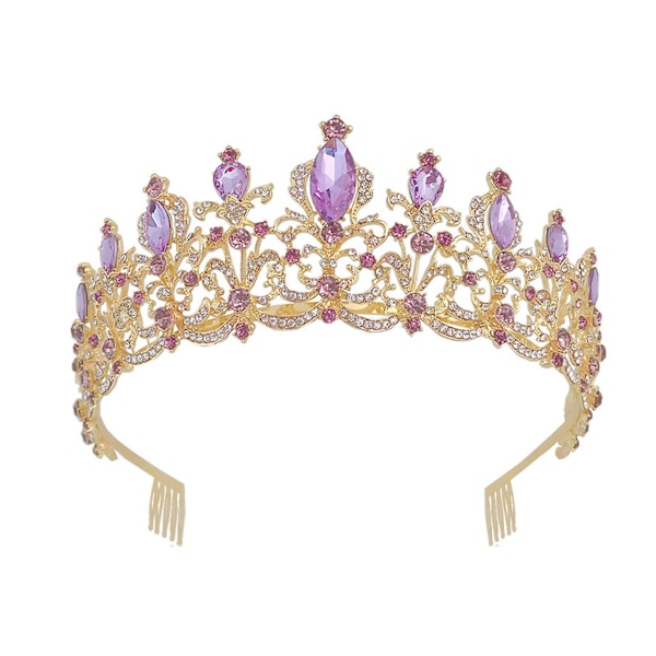 Rhinestone-kruunuhiuspanta, violetti kristalli, retro-häähiuspanta kammalla, kimmeltävä päähine Violet