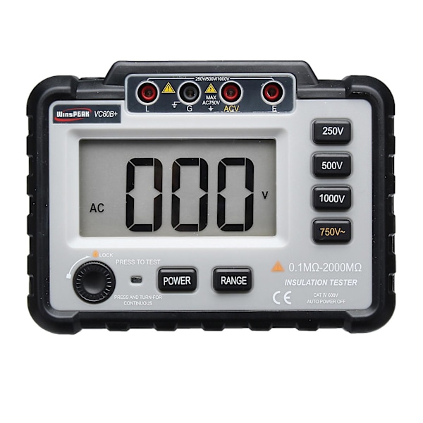 Vc60b+ Digital Isolationsmotstandstester Megger Megohmmeter LCD-skjerm