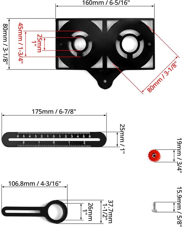 1 stk Sekskantet Multivinkel Linjal Flisåpner - Hullfolding