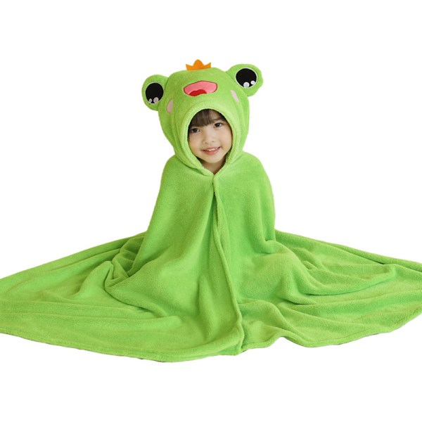 Frog Prince korallfløyel barnebadekåpe [fortykning] stor modell 80*150 (passer for 5-10 år),