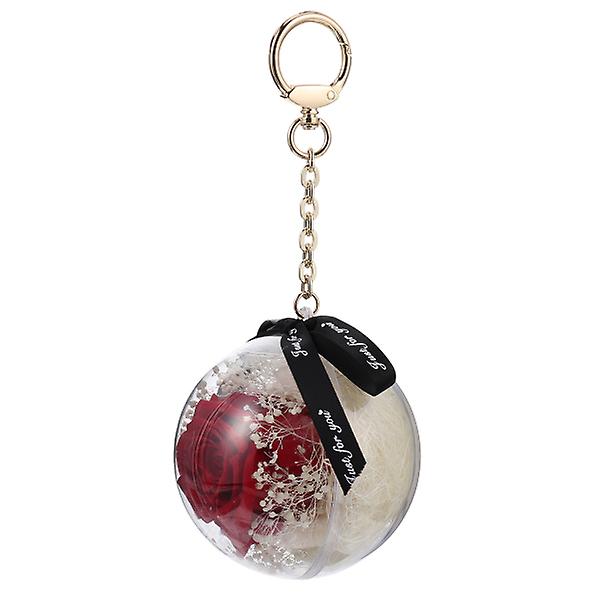 Immortal Flower Ball Key Ring Bag Ornament Key Chain Valentine Day Gift