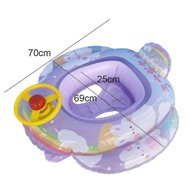 Baby oppustelig pool flydering havfrue mønster svømme flyde båd med rat horn til børn sæde spædbarn båd pool ring sommer oppustelig Purple Cute Rabbit