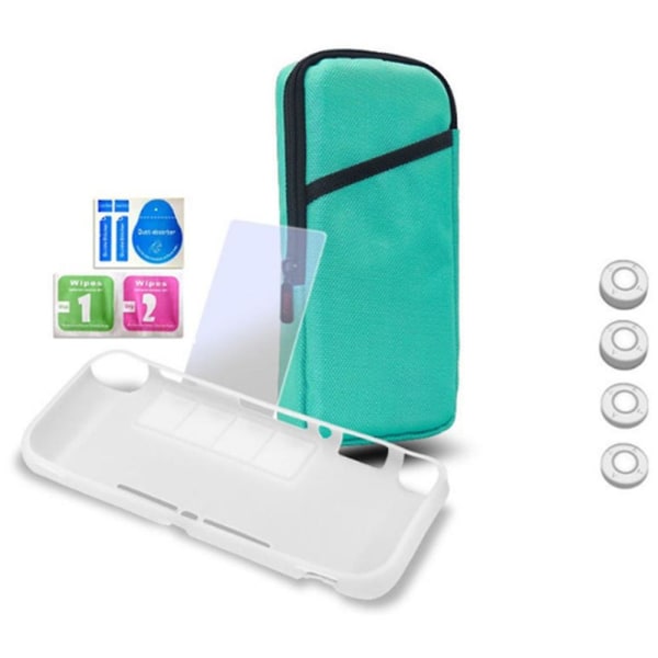 Bärbar förvaringsväska för Switch Lite, 7-i-1-skyddskit inklusive bärväska/härdat glasskydd/tpu-skydd/4 tumgrepp