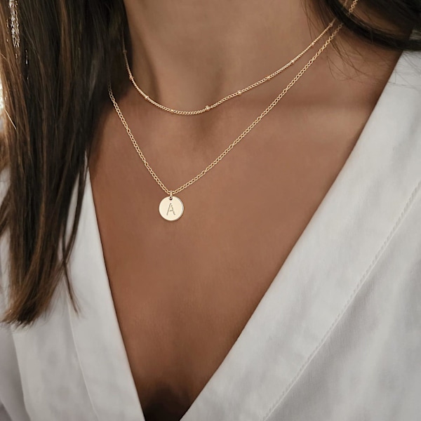 Halsband med bokstav, flerlager, modeaccessoar för flickor Ac2957 K