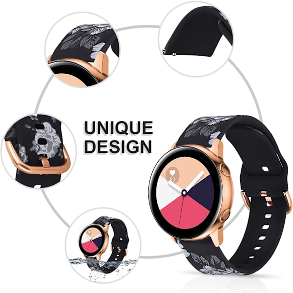 Ranneke Samsung Galaxy Watch Active / Active2 40 mm / 44 mm:lle, 20 mm pehme silikoninen vaihtohihnoja Samsung Galaxy Watch 42:lle