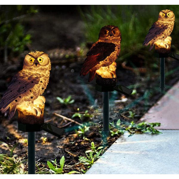 Solar Owl Light, markinsatt gräsmatta ljus (brun ljuskrona),