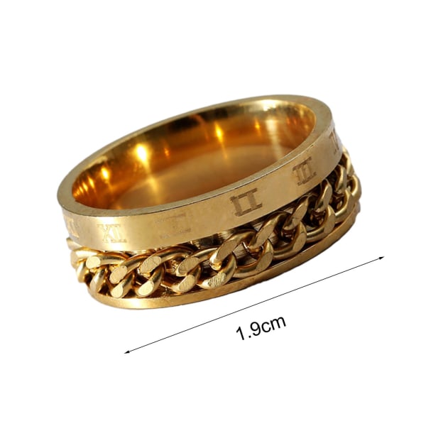 Herrar Rostfritt Stål Kedja Romerska Siffror Spinner Ring Smycken Tillbehör Present Golden