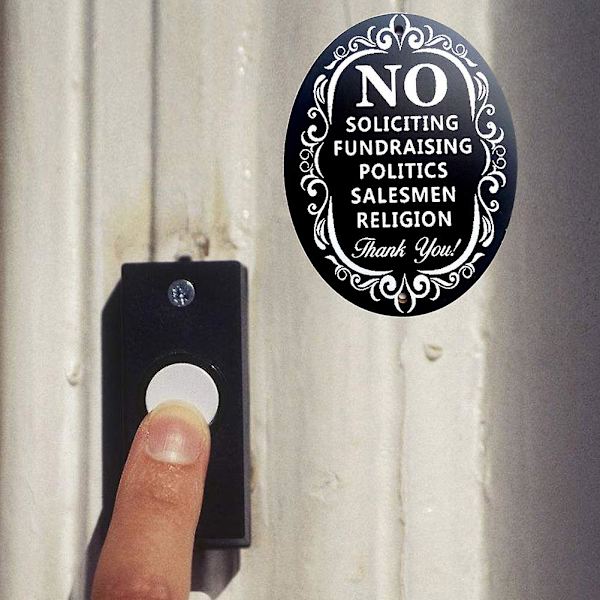 2 st. "No Soliciting" Insamlings Skylt Hemma Affärsdörr Plåt Trähantverk Ornament
