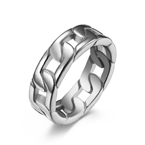 Par Ring Cubansk Link Hip Hop Mænd Kvinder Cool Bright Luster Finger Ring Smykker Gaver Silver US 10