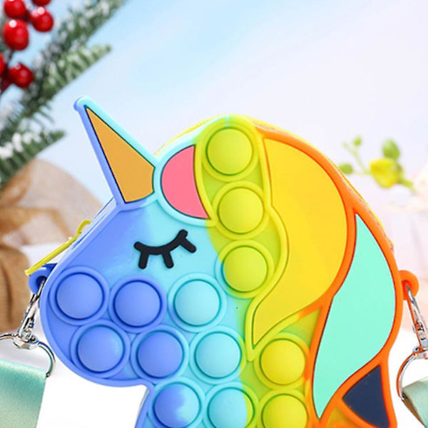 Flickande Enhörning Tryck Bubbla Stationery Väska Pop It Sensorisk Fidget Leksak Present