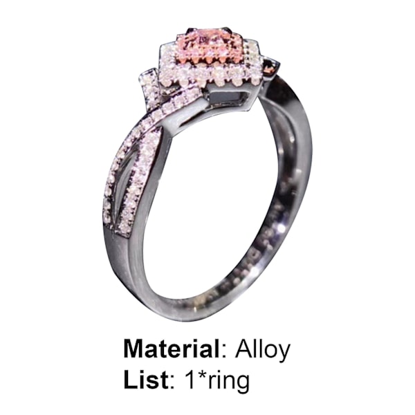 Ring Kvadratisk Kubisk Zirkonia All-Match Legering Brud Bröllop Rhinestone Fingerband För Kvinnor US 8