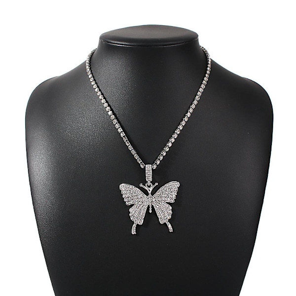 Krystall Butterfly Choker Halskjede Rhinestone Anheng Halskjeder Kjede Glitrende Butterfly Smykker Motefest Tilbehør For Kvinner Og Jenter White K