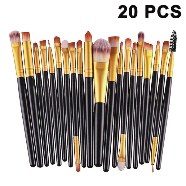 Makeup Brush Set, 20 stk Professionelle Makeup Værktøjer Premium Syntetisk Foundation Powder Blush Shadow Pensler Concealers Øjenkosmetik Makeup Brush Gold