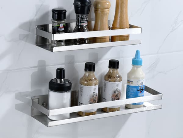 Vægmonteret opbevaringsstativ, 304 rustfrit stål stativ, multifunktionsstativ til køkkenudstyr (sort 23cm)
