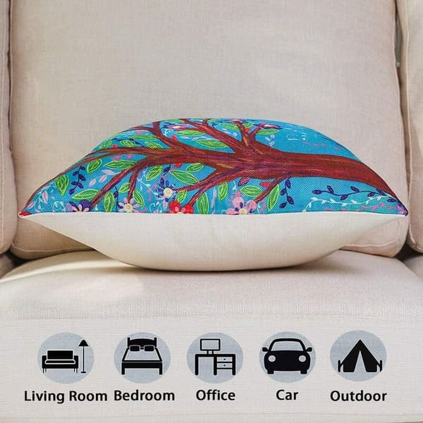 Växter Blad Kuddfodral Geometriskt Mönster Soffa Kuddfodral Hem Vardagsrum Sovrum Dekoration, Träd 45x45cm