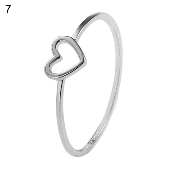 Kvinde Enkel Udhulet Hjerte Ring Valentinsdag Frieri Circlet Smykker Gave Silver US 7