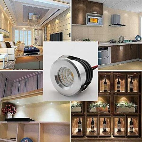Sett med 4 mini innfelt LED-spotlights, 3 W