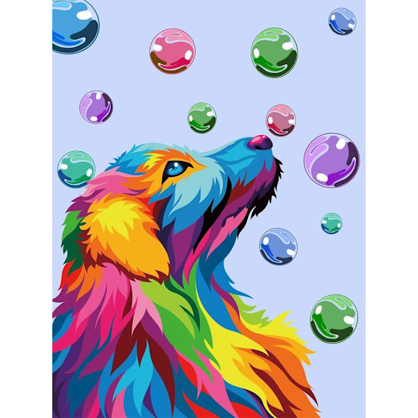DIY 5D Animert Diamantmalerisett, (Hund)Maleri etter