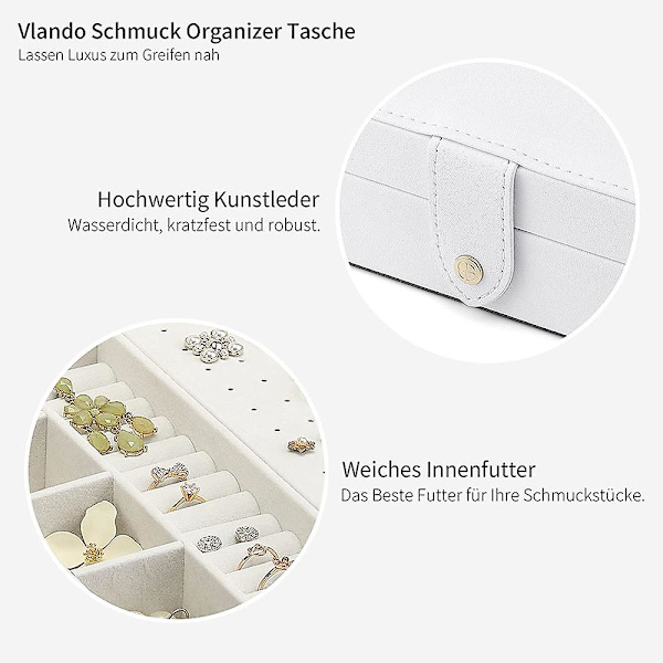 Jscxcf Smykkeboks Organizer Til Kvinder Pige Kone Ideel Gave, Dobbelt Smykke Organizer Display Øreringe Armbånd Ring Halskæde
