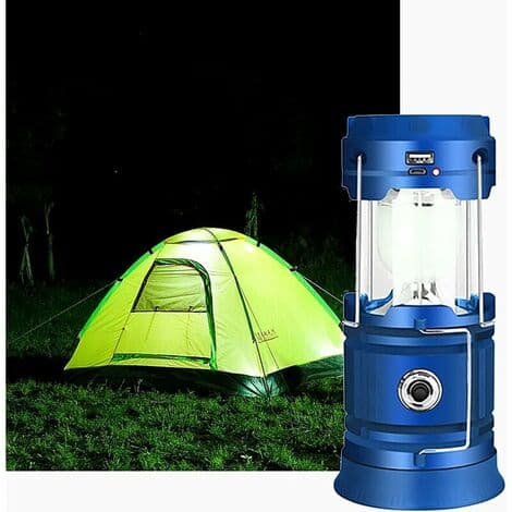 USB genopladelig LED-lanterne, kraftig campinglampe, vandtæt (blå)