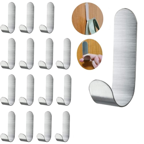 16pcs Adhesive Hooks, Metal Adhesive Wall Hooks, Robe Towel Hooks