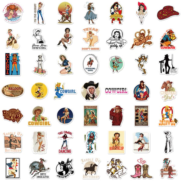 50 stk. Western-elementer Vinyl til at personliggøre din bærbare computer,