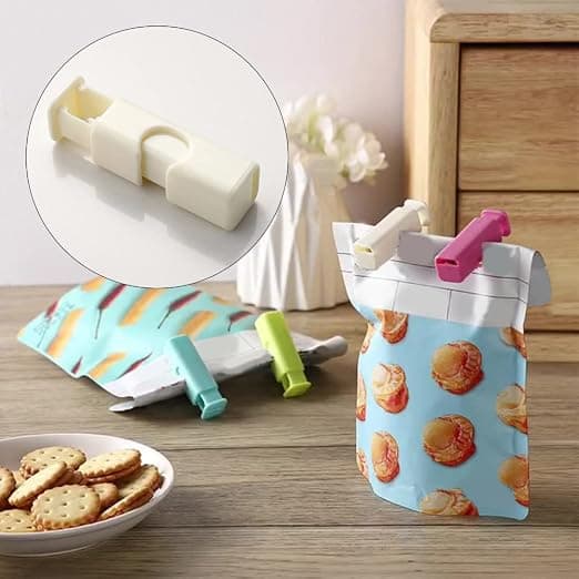 8 kompressions snackpose forseglingsclips, skridsikker forseglingspose