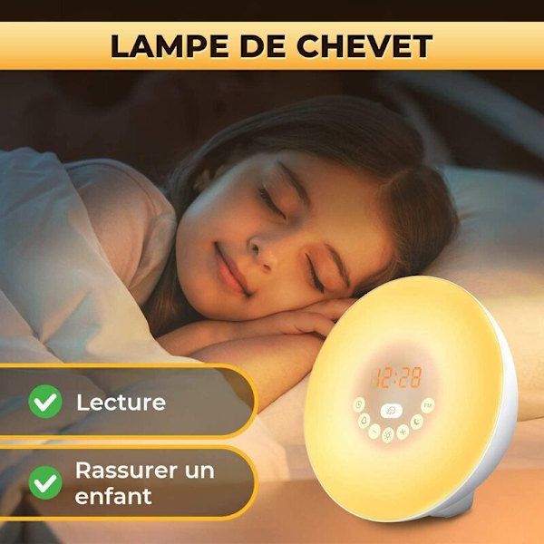 Naturlig LED-vækkeur, sluk mørk nattilstandsskærm, Zen-morgen, lys terapi vækkeur, natlampe, til stue