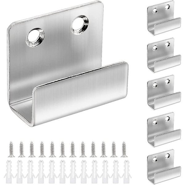 Ccucky Väggmonterade Krokar i Rostfritt Stål, Keramikplattor och Köksgaragehylla, 6 st (silver)