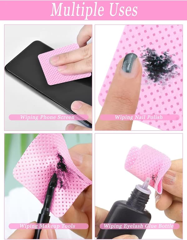 400 Stk. Pink Neglelakfjerner Servietter Pads Øjenvippelim Fjerner