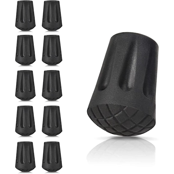 10 stk. Vandrestok Sort Gummi Dæksler Anti-slip Gummi Stang Udskiftningsspids Til Stang Klatring Vandreture