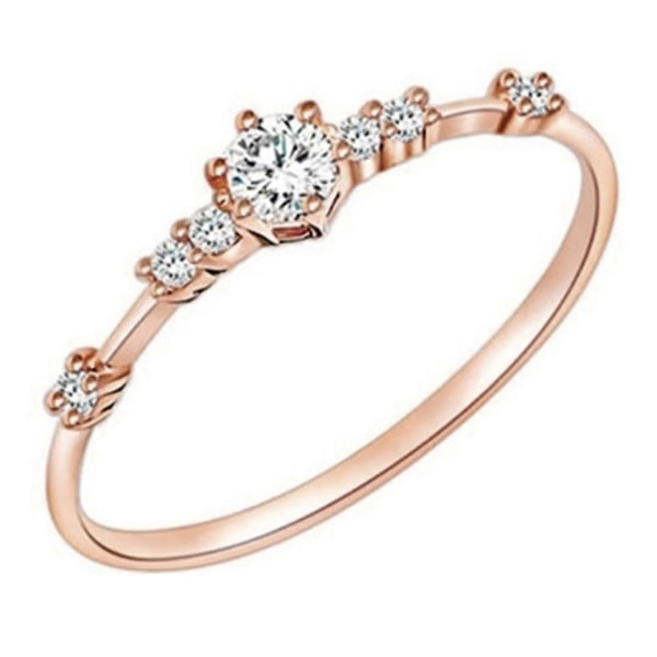Dammode Rhinestone Inläggningar Bröllop Engagemang Finger Ring Smycken Present Rose Golden US8