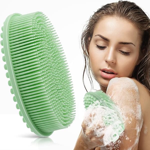 Grön silikon duschborste, mjuk kroppstvätt Exfolierande dusch