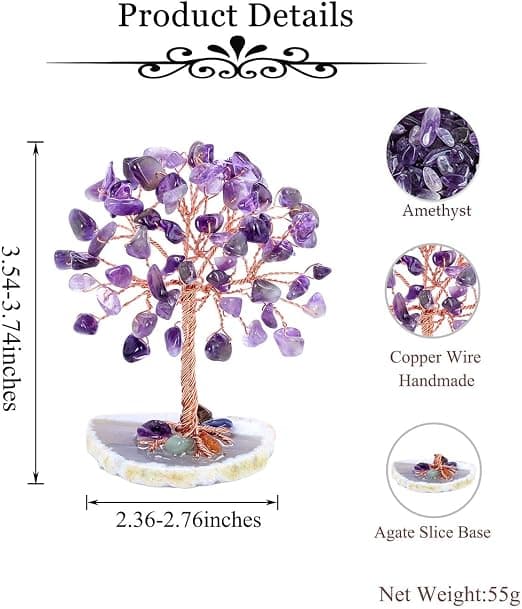 1 Stykke Amethyst Mini Krystal Træ Healing Krystal Tumbling