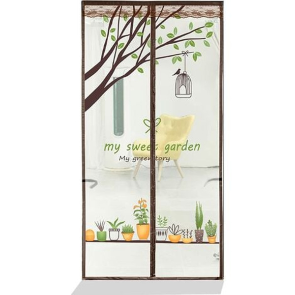 Magnetisk Myggnät för Dörr, Topp till Botten Magnetisk Tätning, Automatisk Stängning, Håller Frisk Luft Inne (120x220cm, Söt