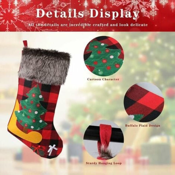 Paket med julstrumpor - Stora 18\" julstrumpor Julgranspynt med tomte, snögubbe, ren - Present St