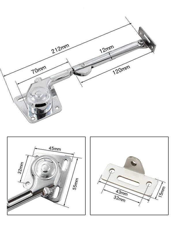Hydrauliskt stödlager, set med 2 mjukstängande fällbara lockstöd för köksskåpsdörr