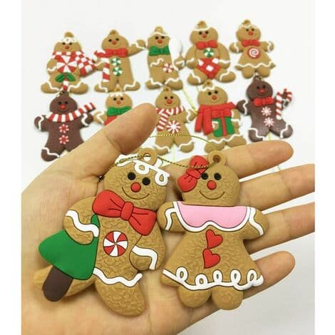 12 st Pepparkaksmän Julgranspynt Blandade Plast Pepparkaksfigurer Pynt för Julgranshängande