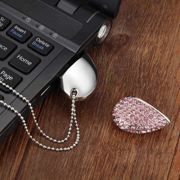 Hjärtformad U-skiva (16 GB rosa diamanthjärta),